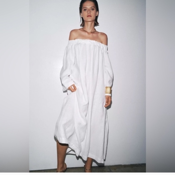 Zara White Off-Shoulder Midi Dress - Picture 3 of 4
